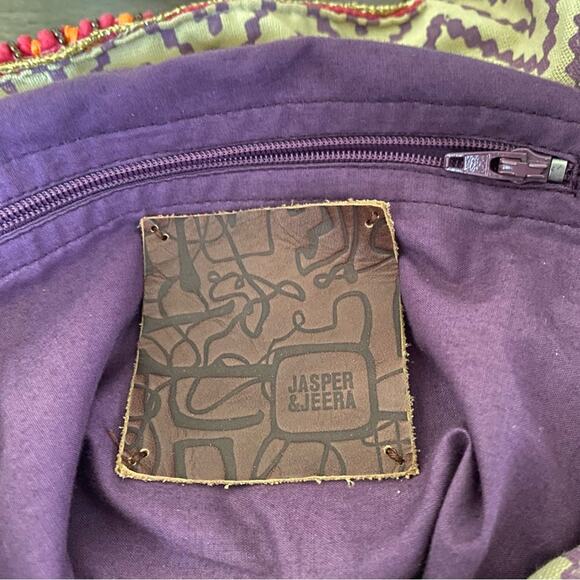 Jasper & Jeera Anthropologie Bohemian Beaded Embellishment Cotton Tote Bag Large - Picture 8 of 8